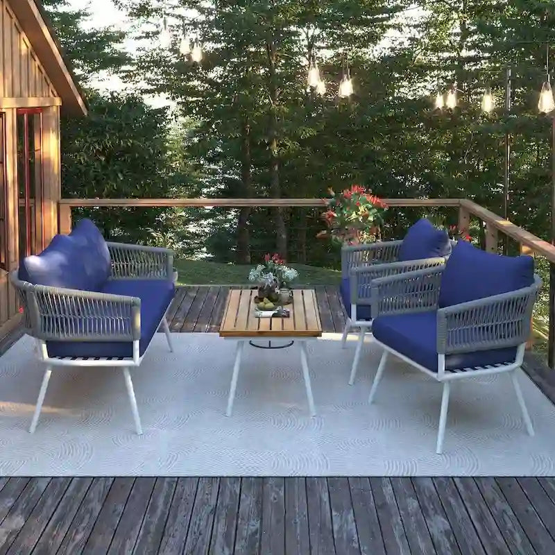 Boho Rope Patio Furniture for 4