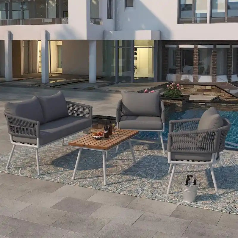 Boho Rope Patio Furniture for 4