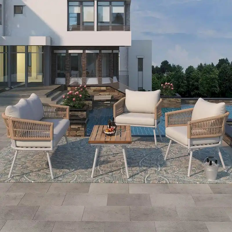 Boho Rope Patio Furniture for 4