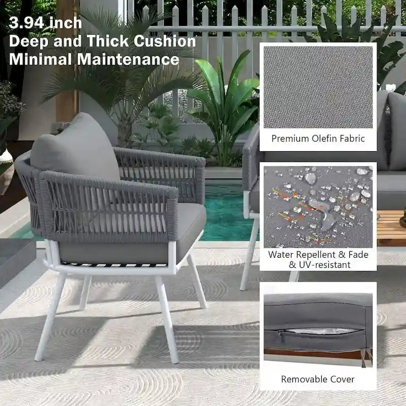 Boho Rope Patio Furniture for 4