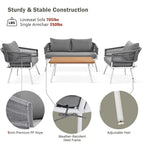 Boho Rope Patio Furniture for 4