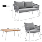 Boho Rope Patio Furniture for 4