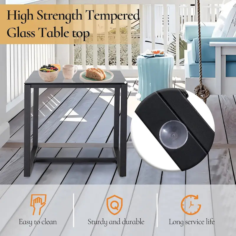 3-Piece Wicker Patio Conversation Set with Cushions and Side Table