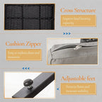 3-Piece Wicker Patio Conversation Set with Cushions and Side Table