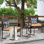 3-Piece Wicker Patio Conversation Set with Cushions and Side Table
