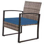 3-Piece Wicker Patio Conversation Set with Cushions and Side Table