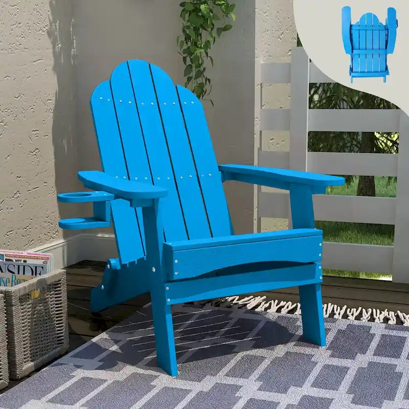 All-Weather Folding Plastic Outdoor Patio Adirondack Chairs
