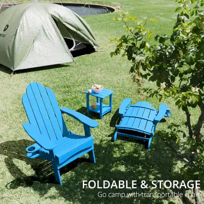 All-Weather Folding Plastic Outdoor Patio Adirondack Chairs