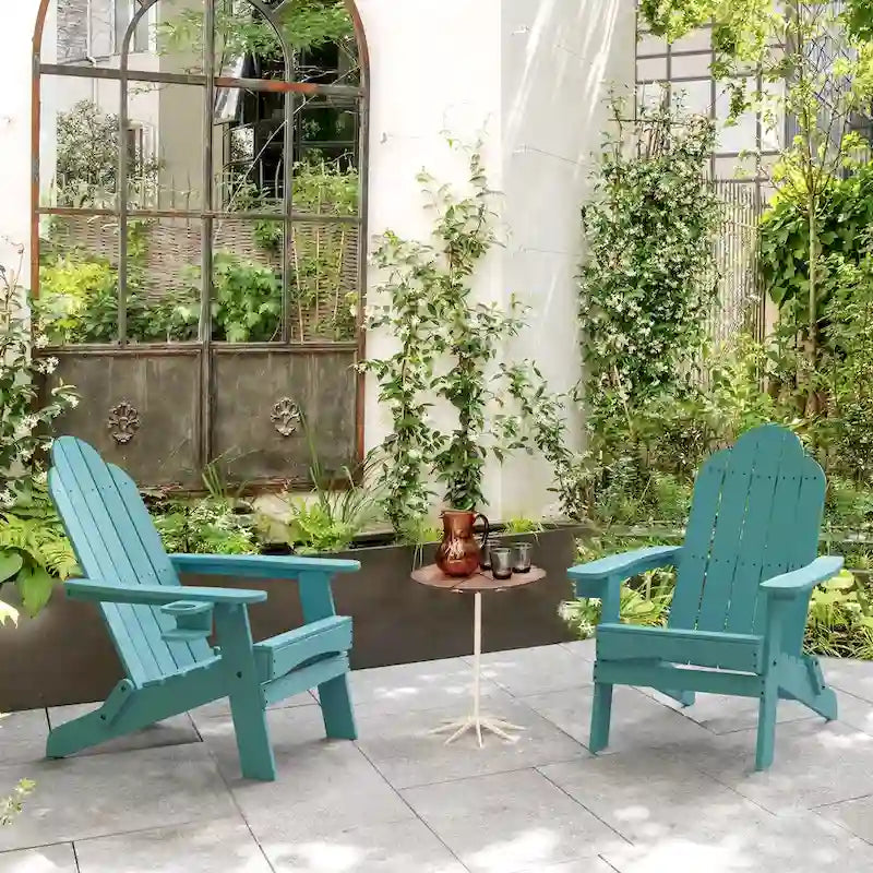All-Weather Folding Plastic Outdoor Patio Adirondack Chairs