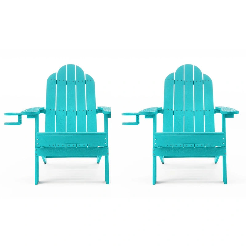All-Weather Folding Plastic Outdoor Patio Adirondack Chairs