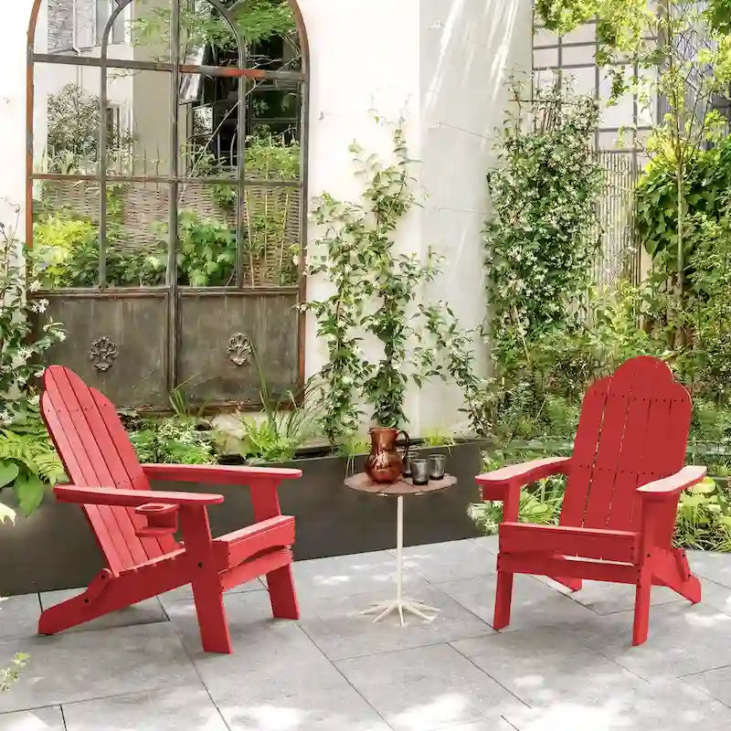 All-Weather Folding Plastic Outdoor Patio Adirondack Chairs