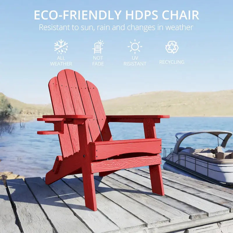 All-Weather Folding Plastic Outdoor Patio Adirondack Chairs
