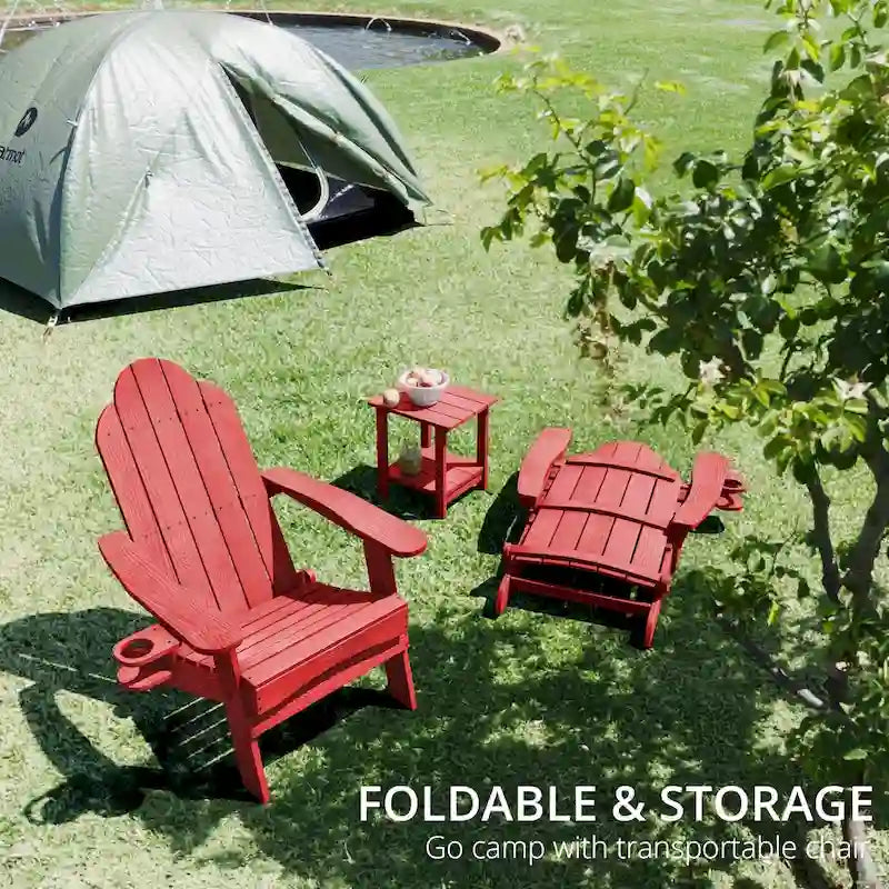 All-Weather Folding Plastic Outdoor Patio Adirondack Chairs