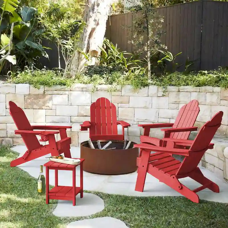 All-Weather Folding Plastic Outdoor Patio Adirondack Chairs