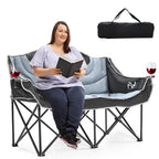 DoCred Double Camping Chair, Fully Padded Folding Camping Duo Chair
