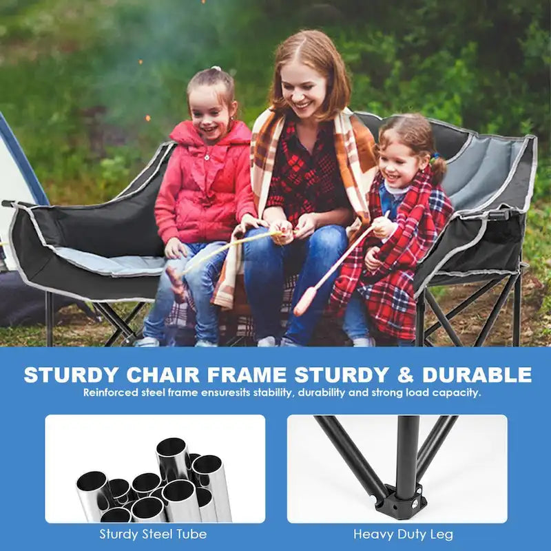 DoCred Double Camping Chair, Fully Padded Folding Camping Duo Chair
