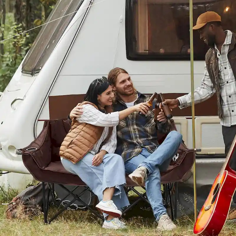 DoCred Double Camping Chair, Fully Padded Folding Camping Duo Chair