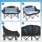 DoCred Double Camping Chair, Fully Padded Folding Camping Duo Chair