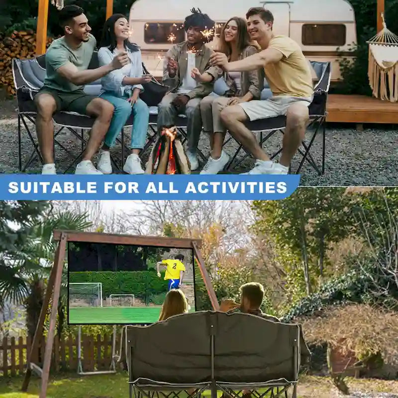 DoCred Double Camping Chair, Fully Padded Folding Camping Duo Chair