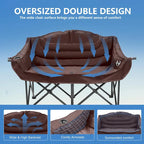 DoCred Double Camping Chair, Fully Padded Folding Camping Duo Chair