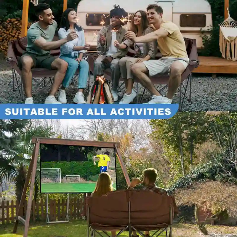 DoCred Double Camping Chair, Fully Padded Folding Camping Duo Chair