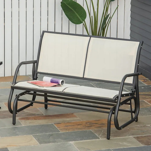 Outsunny 2-Person Outdoor Glider Bench w/Powder Coated Steel Frame