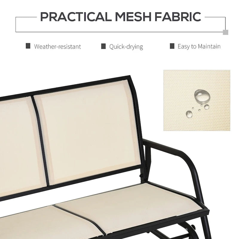 2-Person Outdoor Glider Bench with Powder Coated Steel Frame