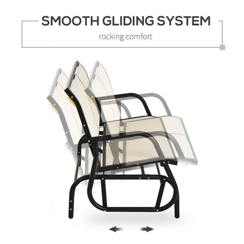 2-Person Outdoor Glider Bench with Powder Coated Steel Frame