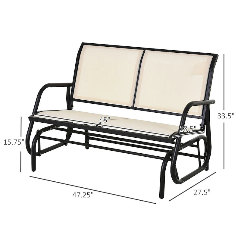 2-Person Outdoor Glider Bench with Powder Coated Steel Frame