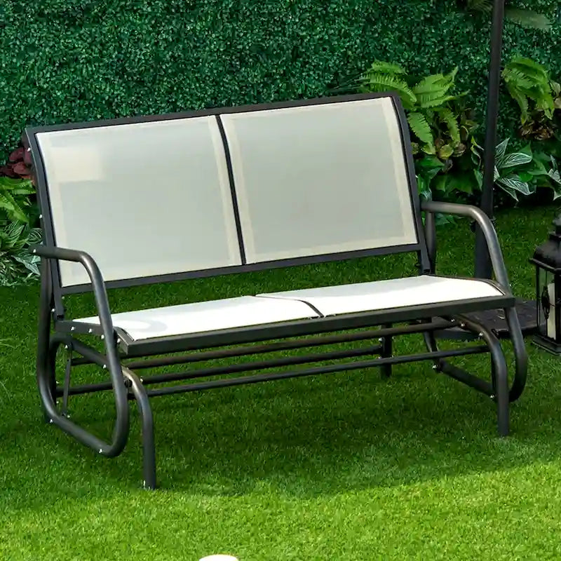 2-Person Outdoor Glider Bench with Powder Coated Steel Frame