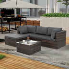 Seasonal PE Wicker Furniture with Tempered Glass Coffee Table