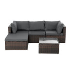 Seasonal PE Wicker Furniture with Tempered Glass Coffee Table