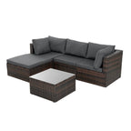 Seasonal PE Wicker Furniture with Tempered Glass Coffee Table