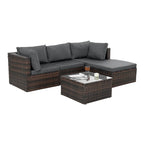 Seasonal PE Wicker Furniture with Tempered Glass Coffee Table