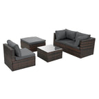 Seasonal PE Wicker Furniture with Tempered Glass Coffee Table