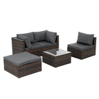 Seasonal PE Wicker Furniture with Tempered Glass Coffee Table