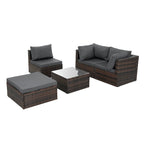 Seasonal PE Wicker Furniture with Tempered Glass Coffee Table