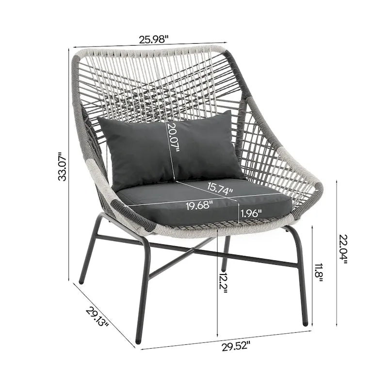 Manhattan Comfort Ashland Modern 3-Piece Patio Conversation Set