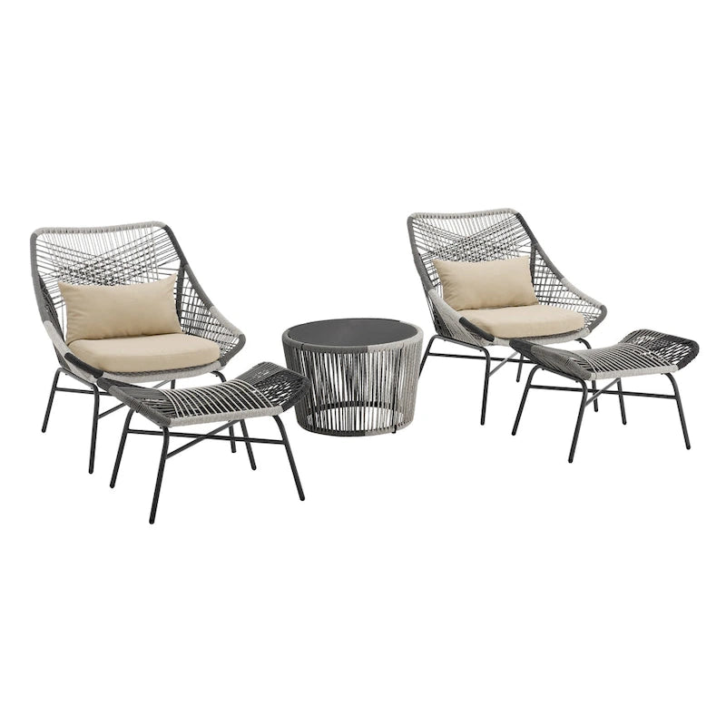 Manhattan Comfort Ashland Modern 3-Piece Patio Conversation Set