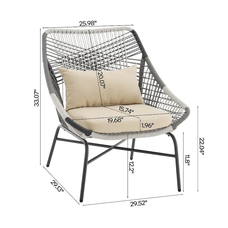 Manhattan Comfort Ashland Modern 3-Piece Patio Conversation Set