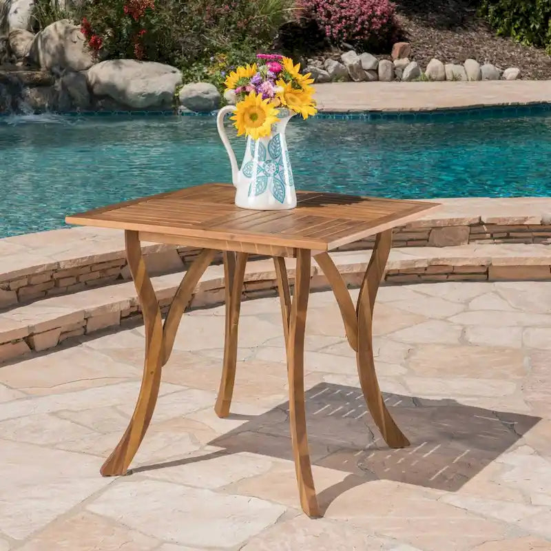Durable 31.5in Square Wood Patio Table Available