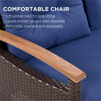 4-Piece Garden Furniture, Patio Seating Set,PE Rattan Outdoor Sofa Set,Wood Table and Legs