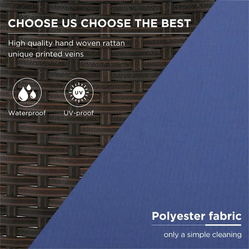 4-Piece Garden Furniture, Patio Seating Set,PE Rattan Outdoor Sofa Set,Wood Table and Legs