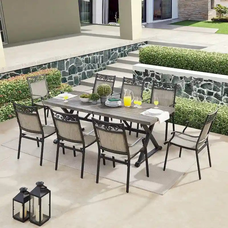 Outdoor Dining Patio Set with 8 Dining Chairs and 1 Dining Table
