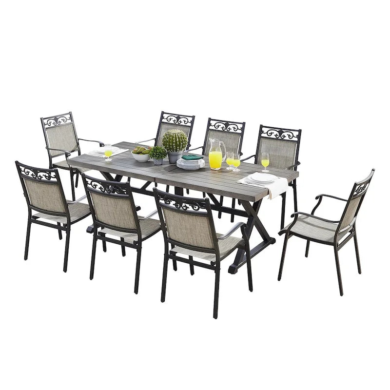 Outdoor Dining Patio Set with 8 Dining Chairs and 1 Dining Table