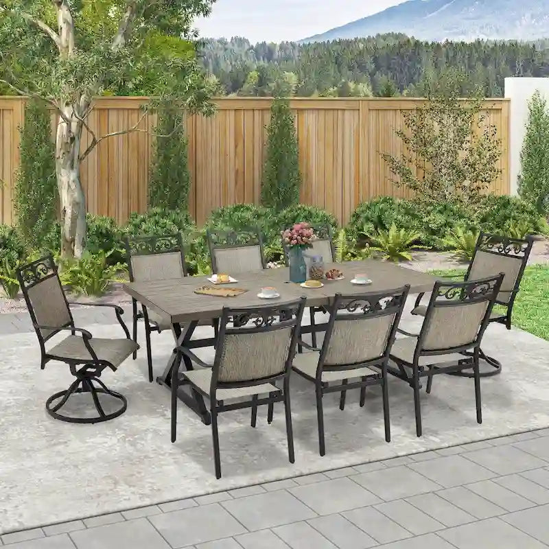 Outdoor Patio Dining with 8 Chairs and 1 Table