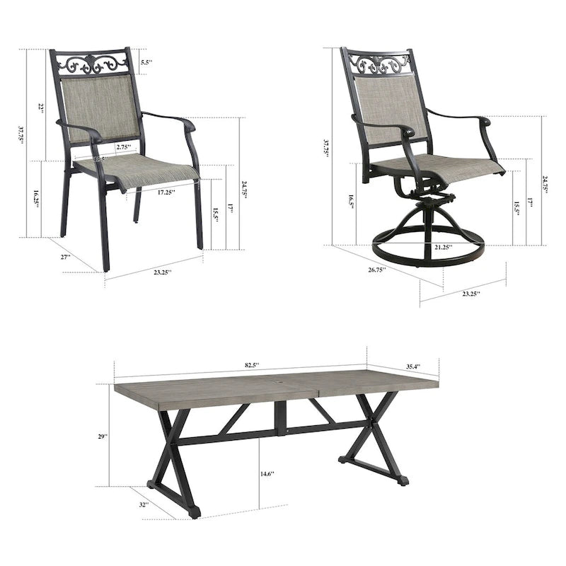 Outdoor Patio Dining with 8 Chairs and 1 Table