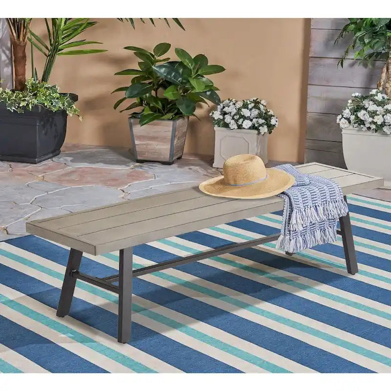 Outdoor Dining Metal Picnic Bench for Garden, Porch, Backyard