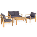 Outdoor Cushioned Wooden Conversation Patio Furniture