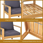 Outdoor Cushioned Wooden Conversation Patio Furniture